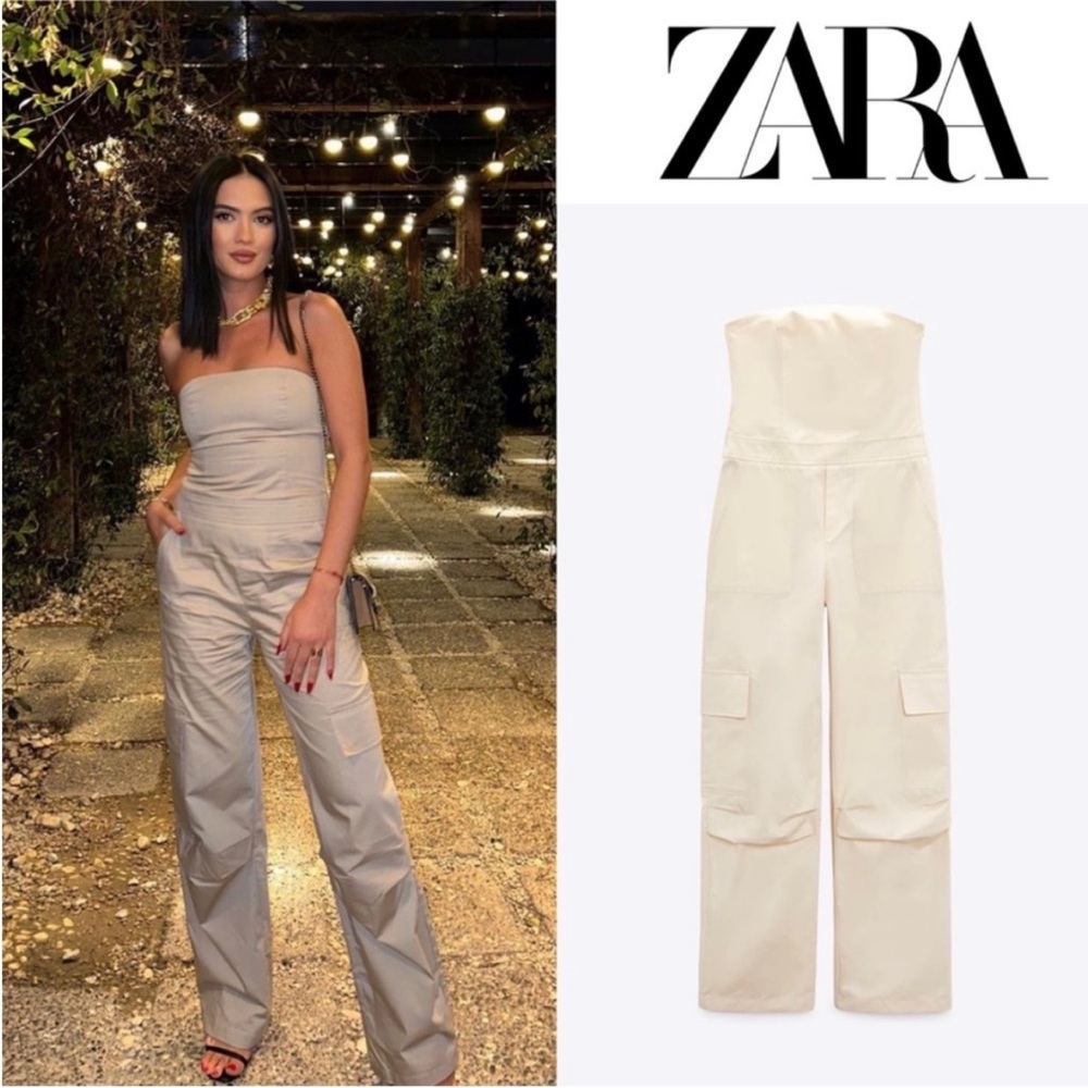 Zara Cargo Pants Jumpsuit EUC Size XS - Picture 5 of 8